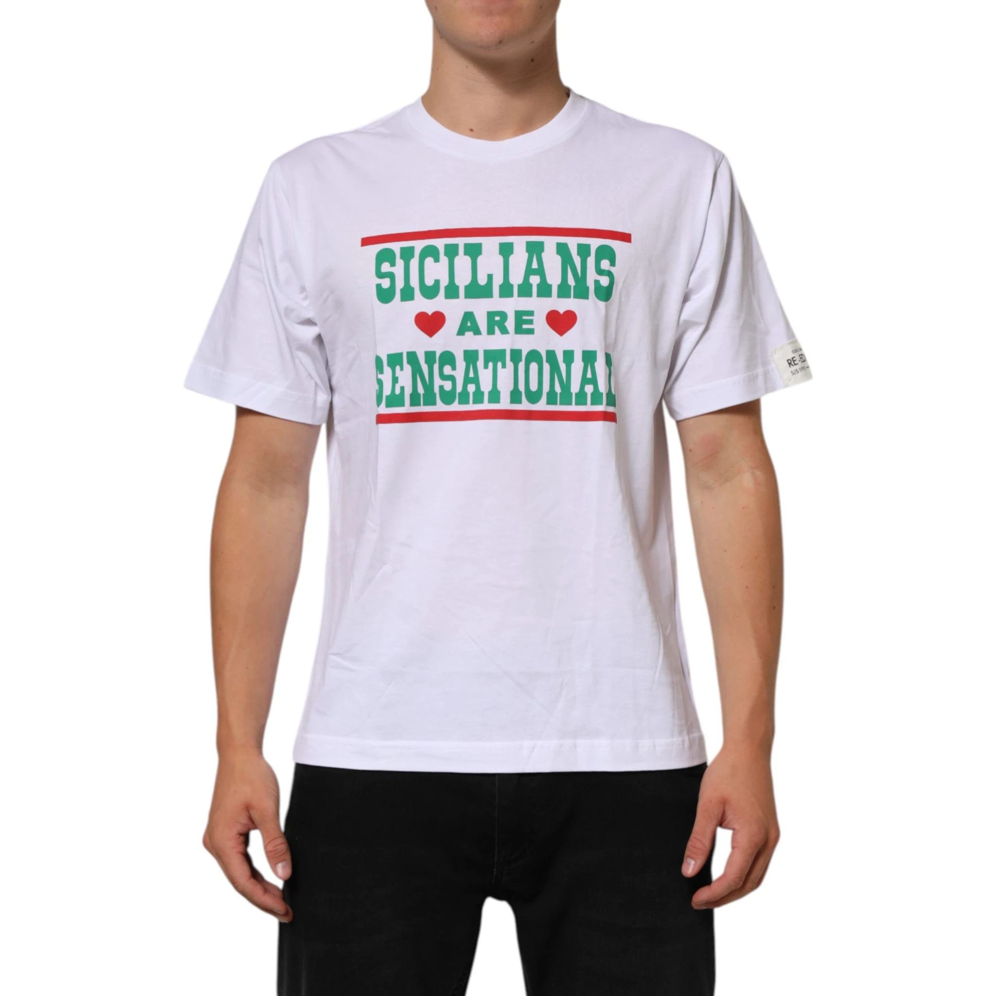 White Graphic Print Cotton Crew Neck T-shirt