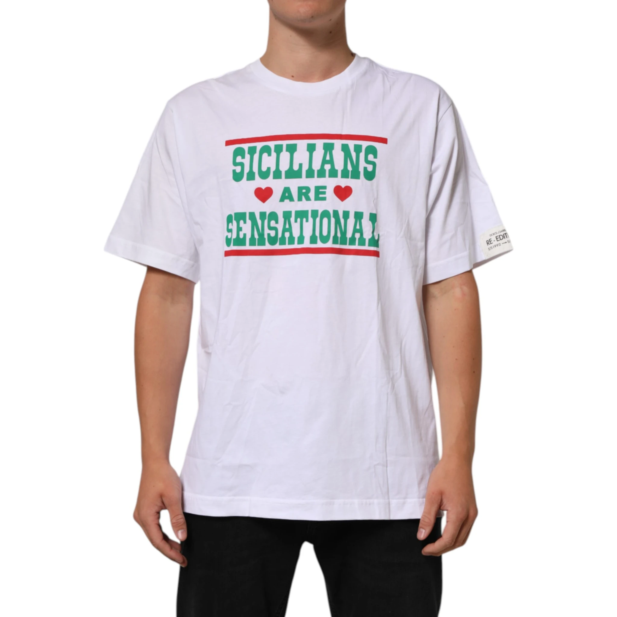 White Graphic Print Cotton Crew Neck T-shirt