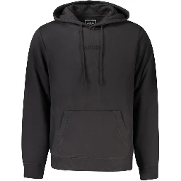 Black Cotton Men Hoodie