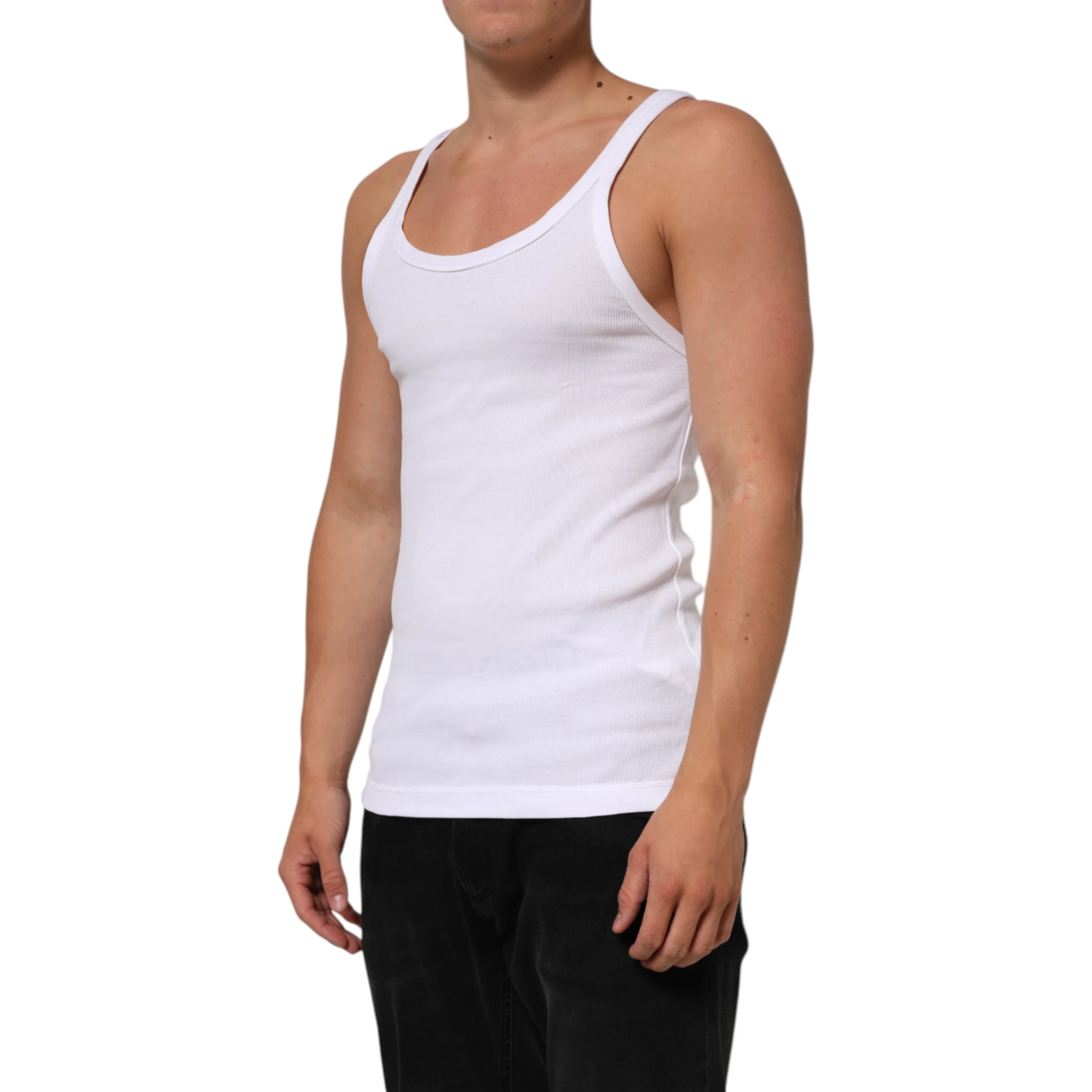 White Sleeveless Round Neck Tank Top T-shirt