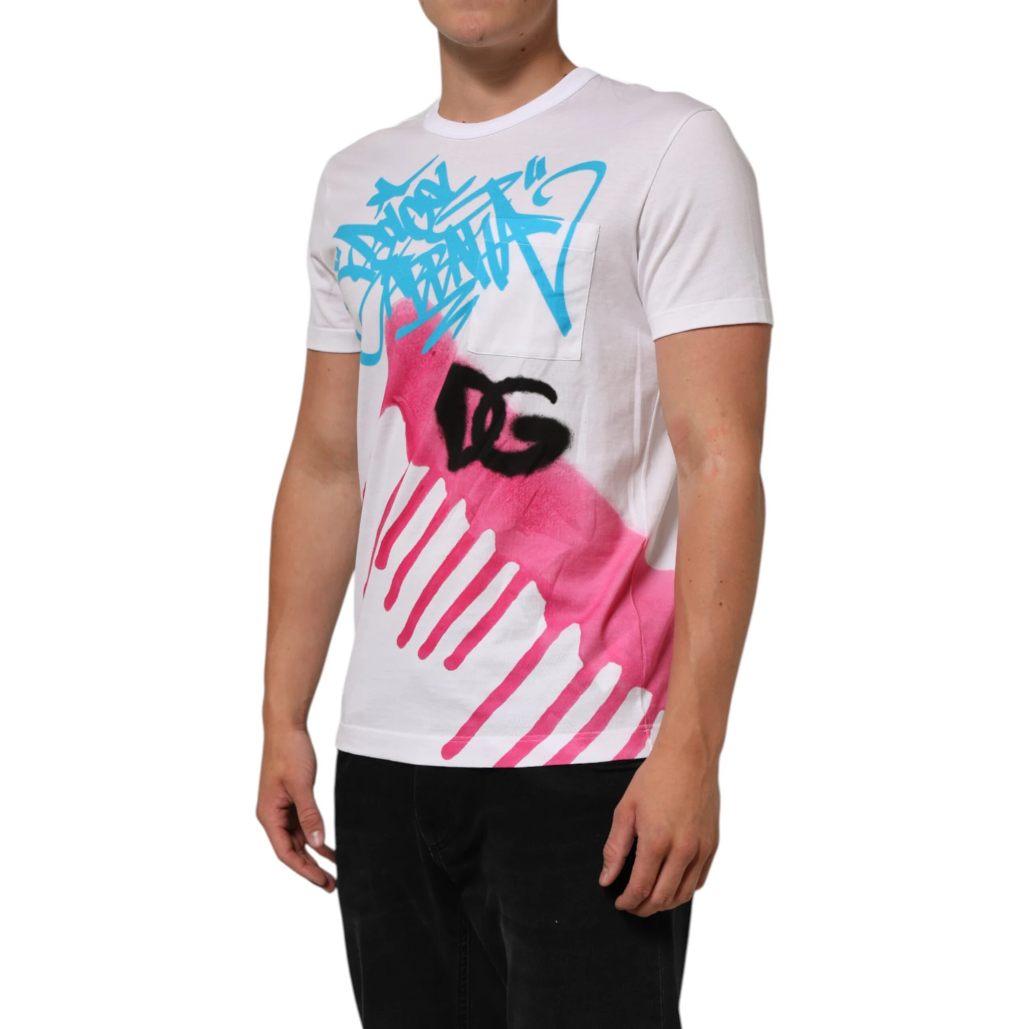 White Graphic Print Cotton Crew Neck T-shirt
