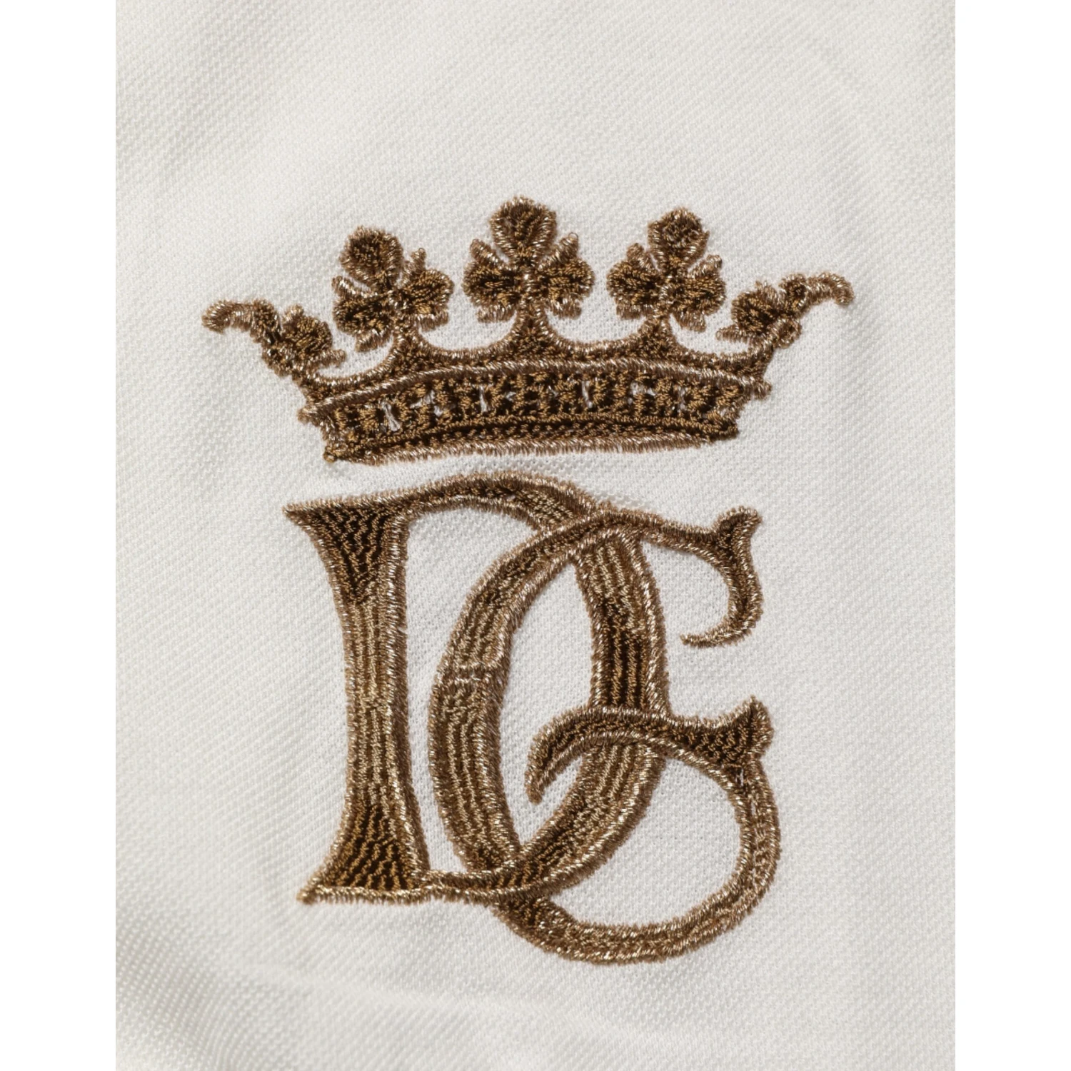 White Logo Embroidery Cotton Polo T-shirt