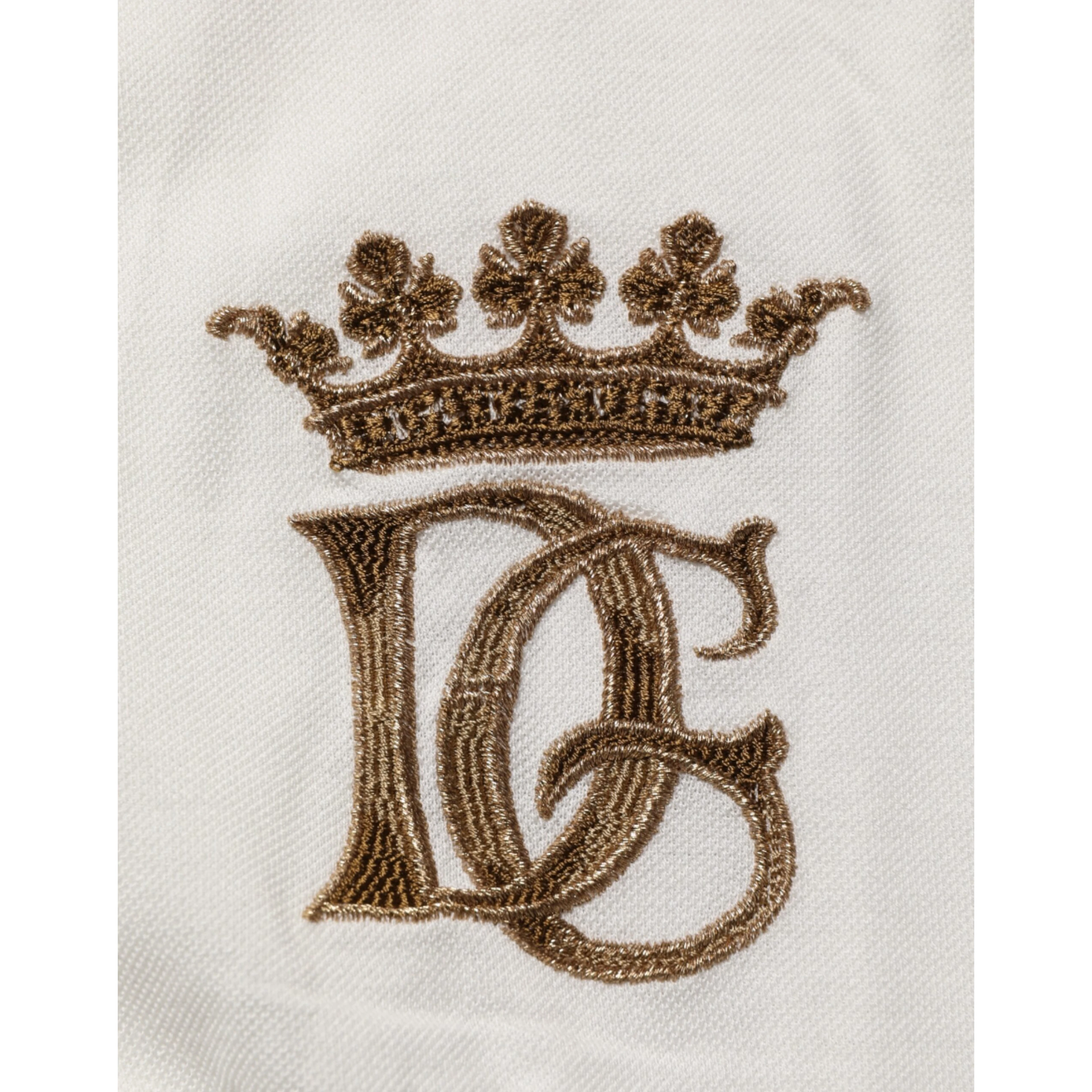 White Logo Embroidery Cotton Polo T-shirt