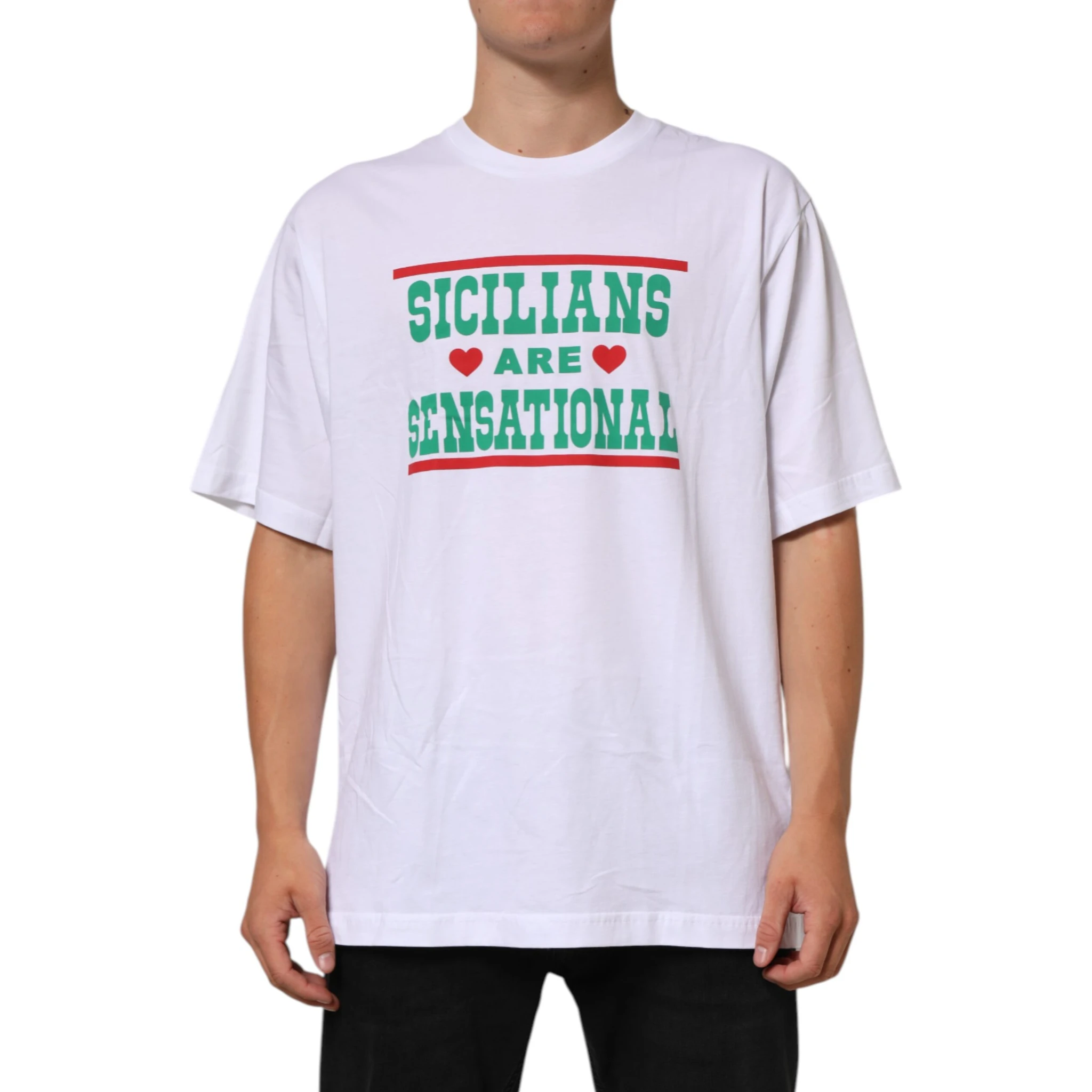 White Graphic Print Cotton CrewNeck T-shirt