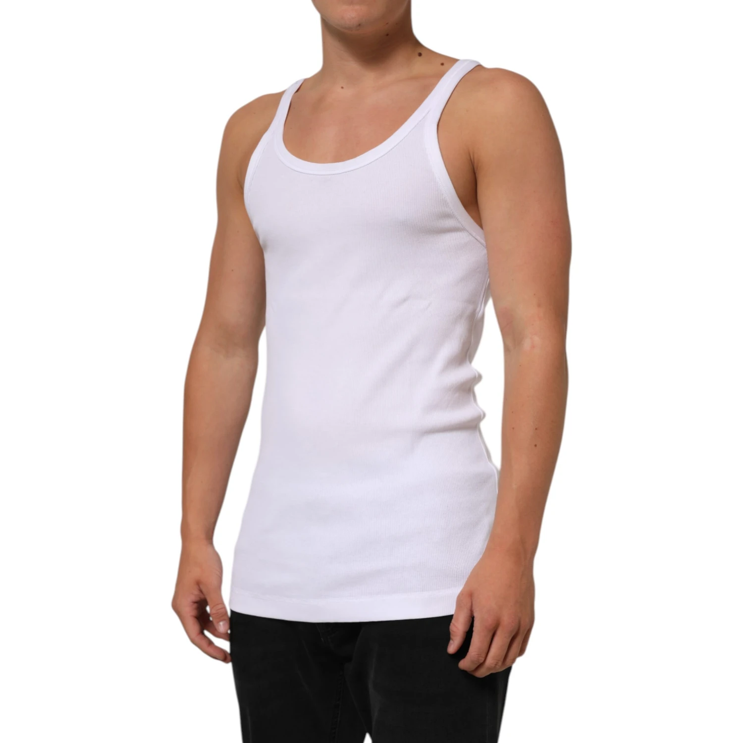 White Sleeveless Round Neck Tank Top T-shirt