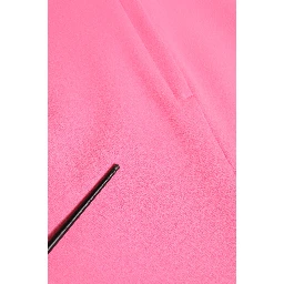 Pink Polyester Long Sleeves Sheath Midi Dress