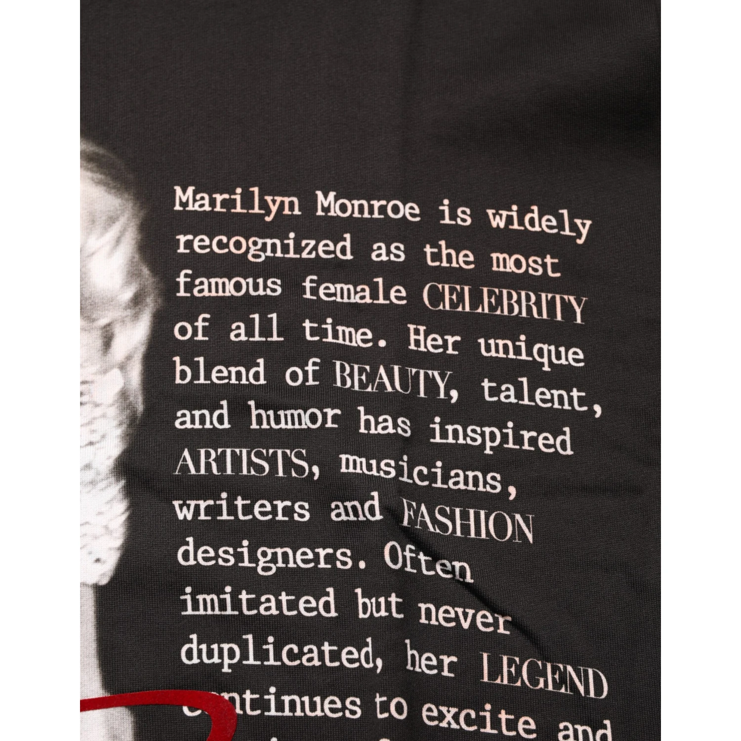 Black Marilyn Monroe Cotton Crew Neck T-shirt