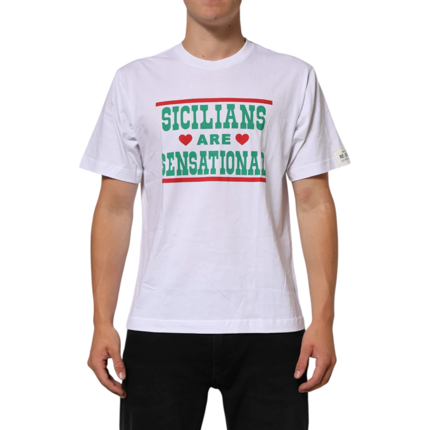 White Graphic Print Cotton Crew Neck T-shirt