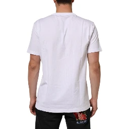 White Cotton Crew Neck Short Sleeves T-shirt