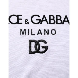 White Logo Print Cotton Men Crew Neck T-shirt