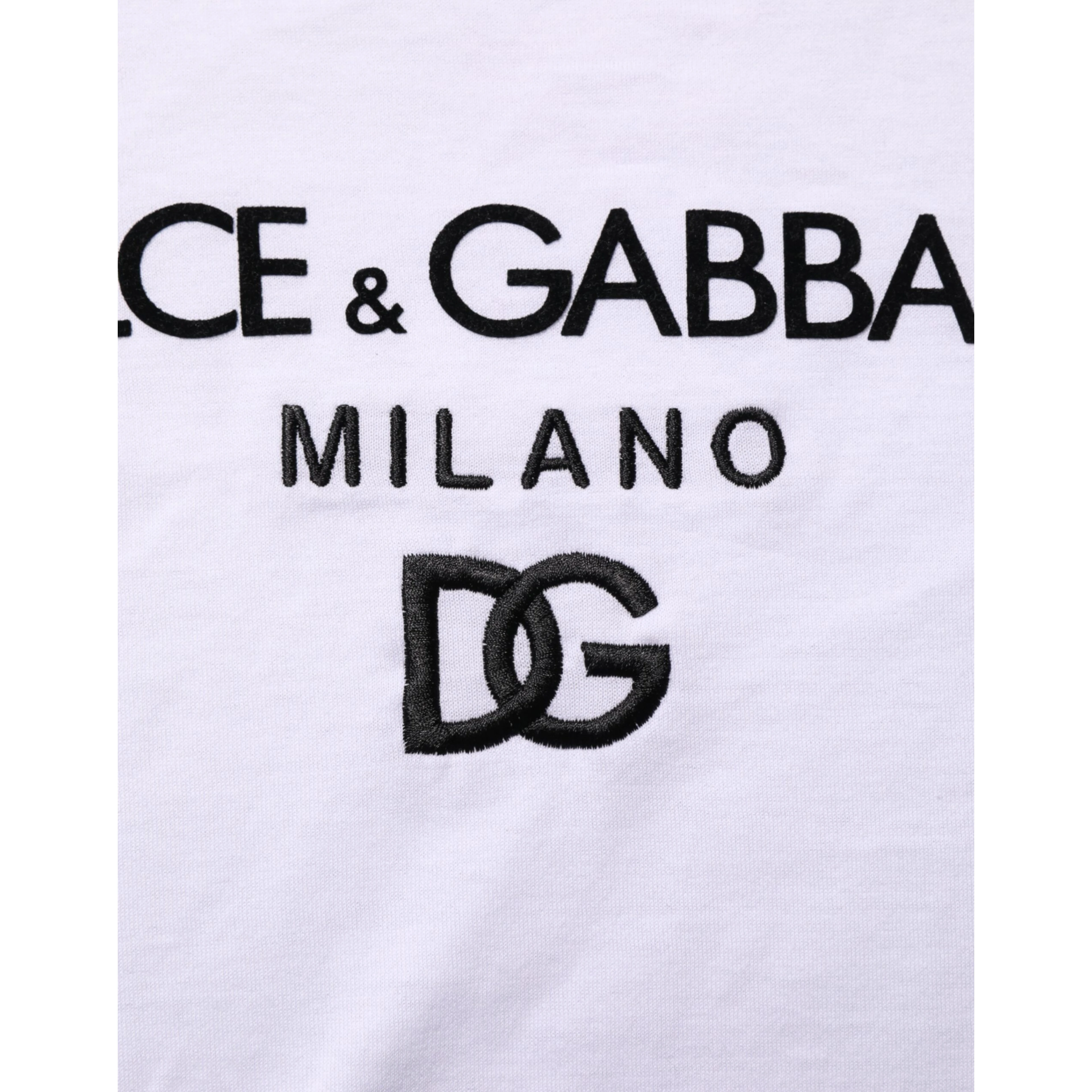 White Logo Print Cotton Men Crew Neck T-shirt