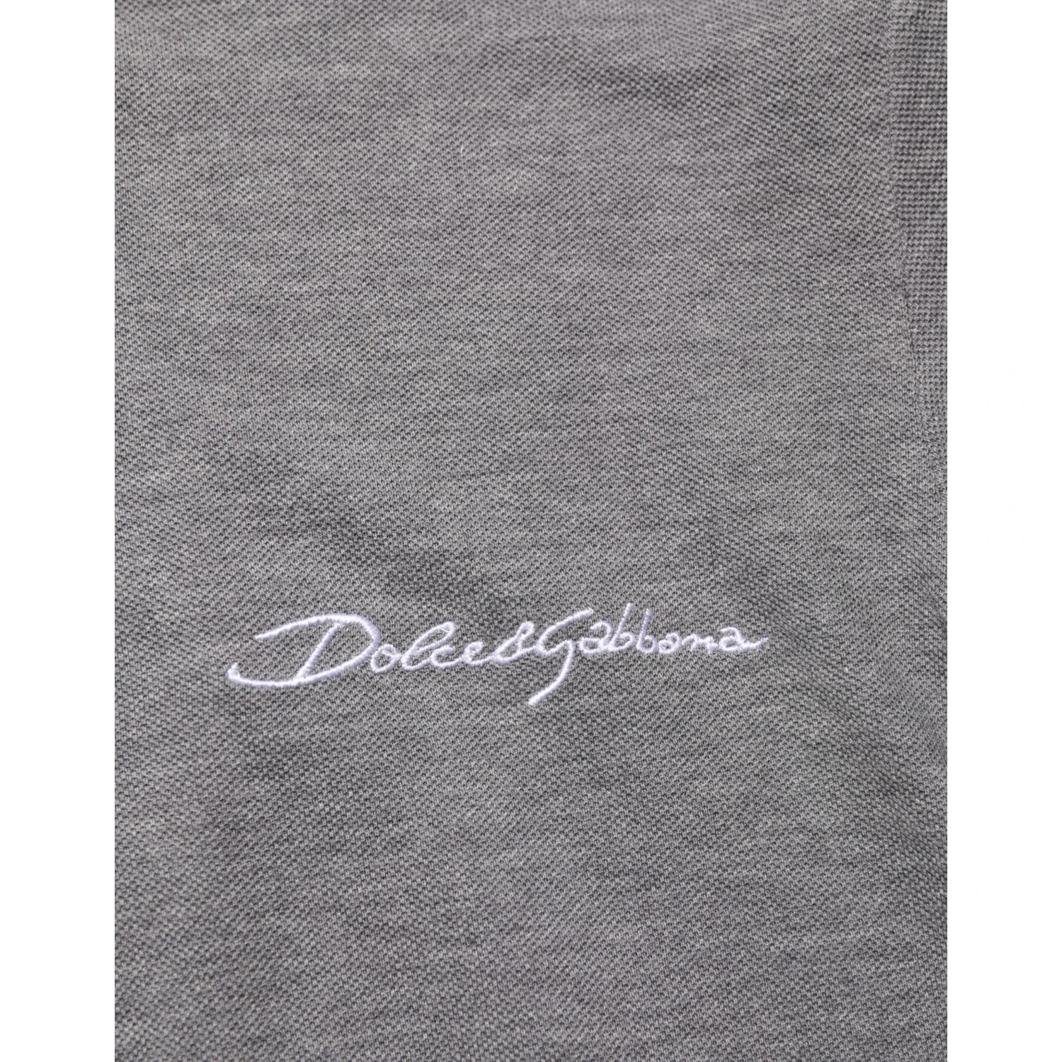 Gray Logo Embroidery Collared Polo T-shirt