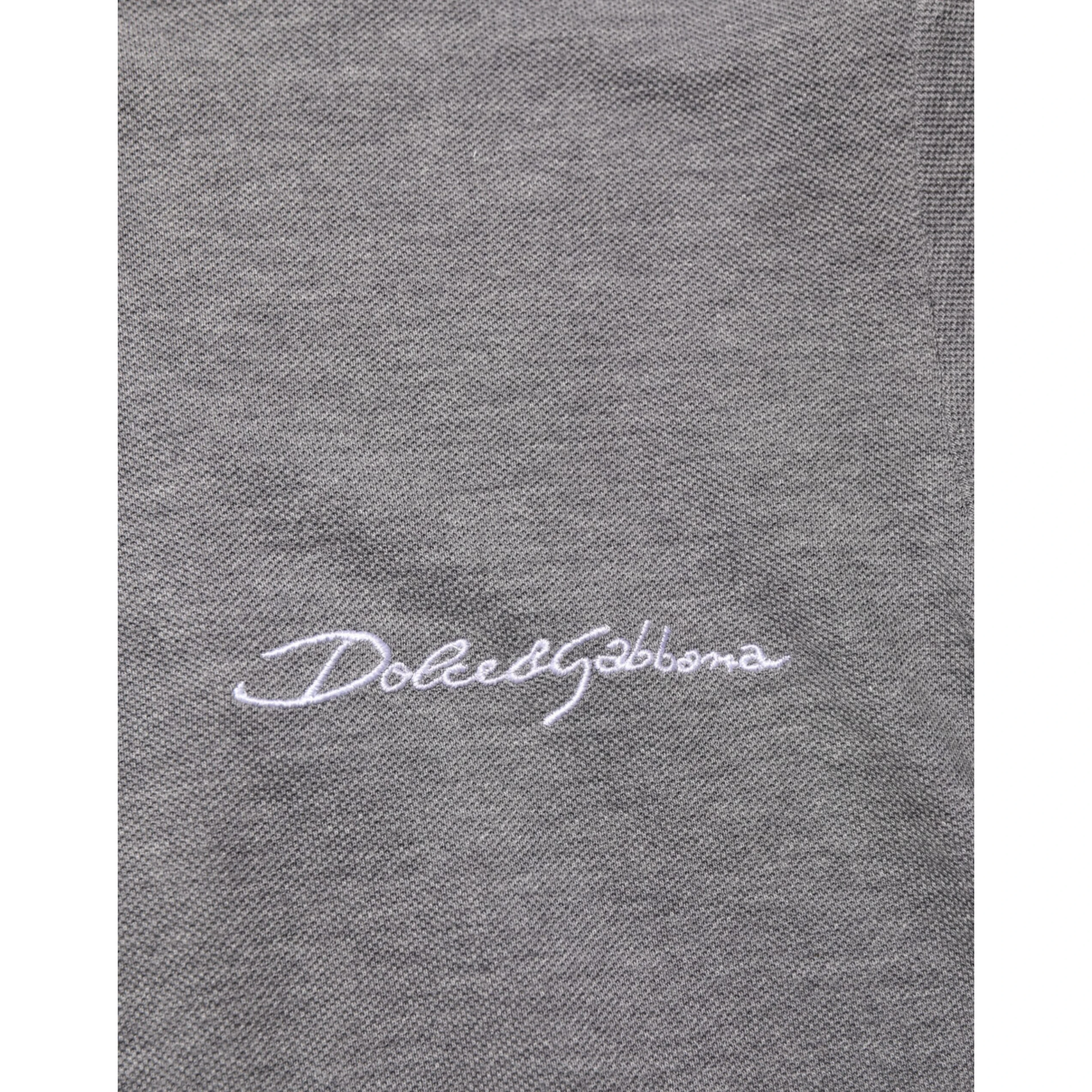 Gray Logo Embroidery Collared Polo T-shirt