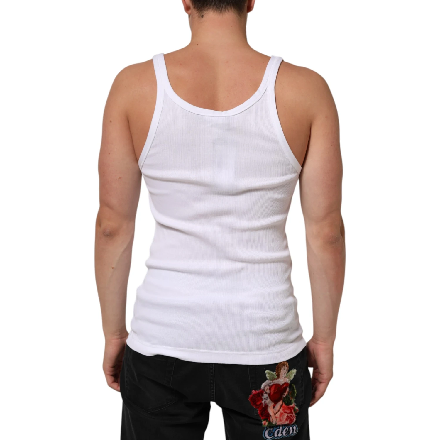 White Sleeveless Round Neck Tank Top T-shirt