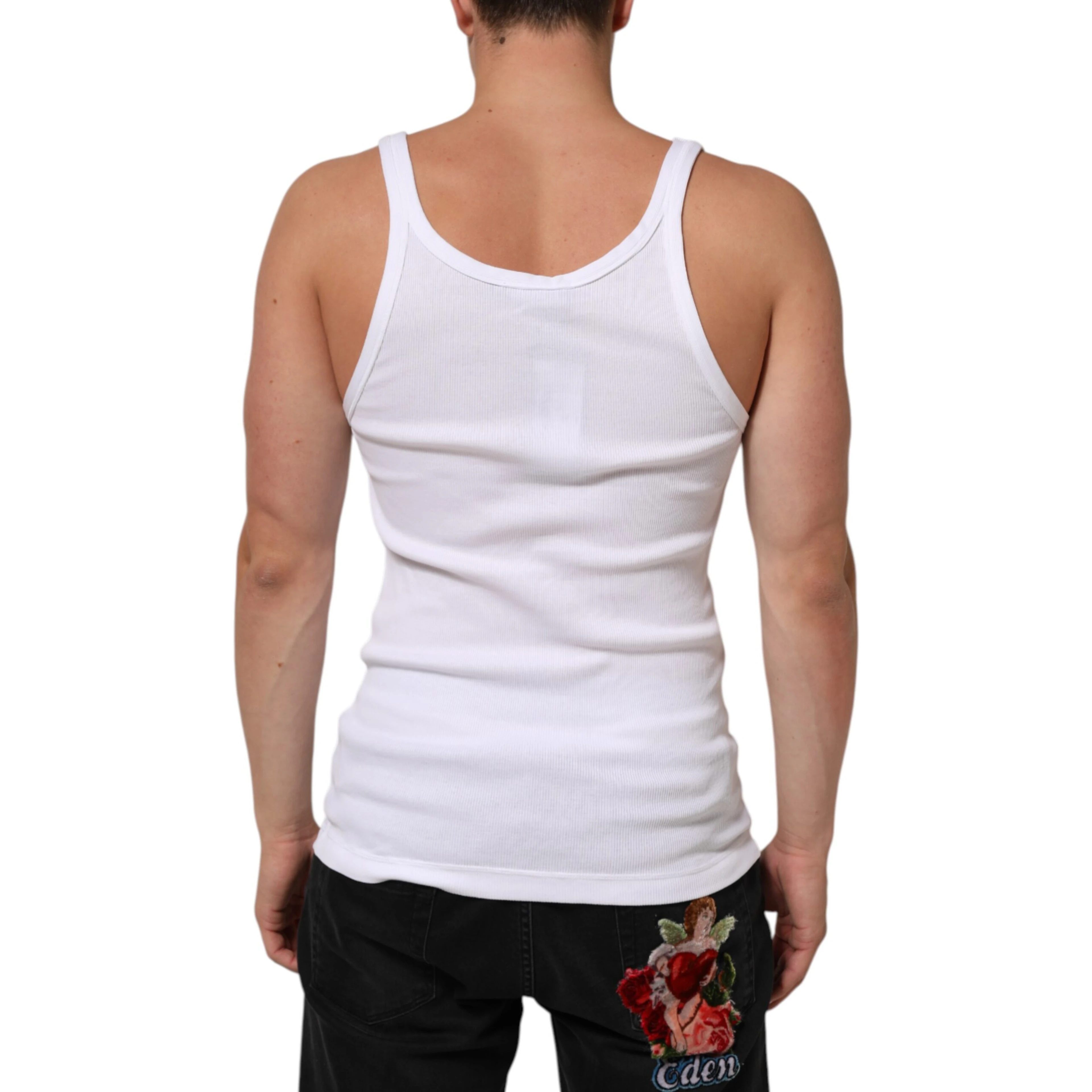 White Sleeveless Round Neck Tank Top T-shirt