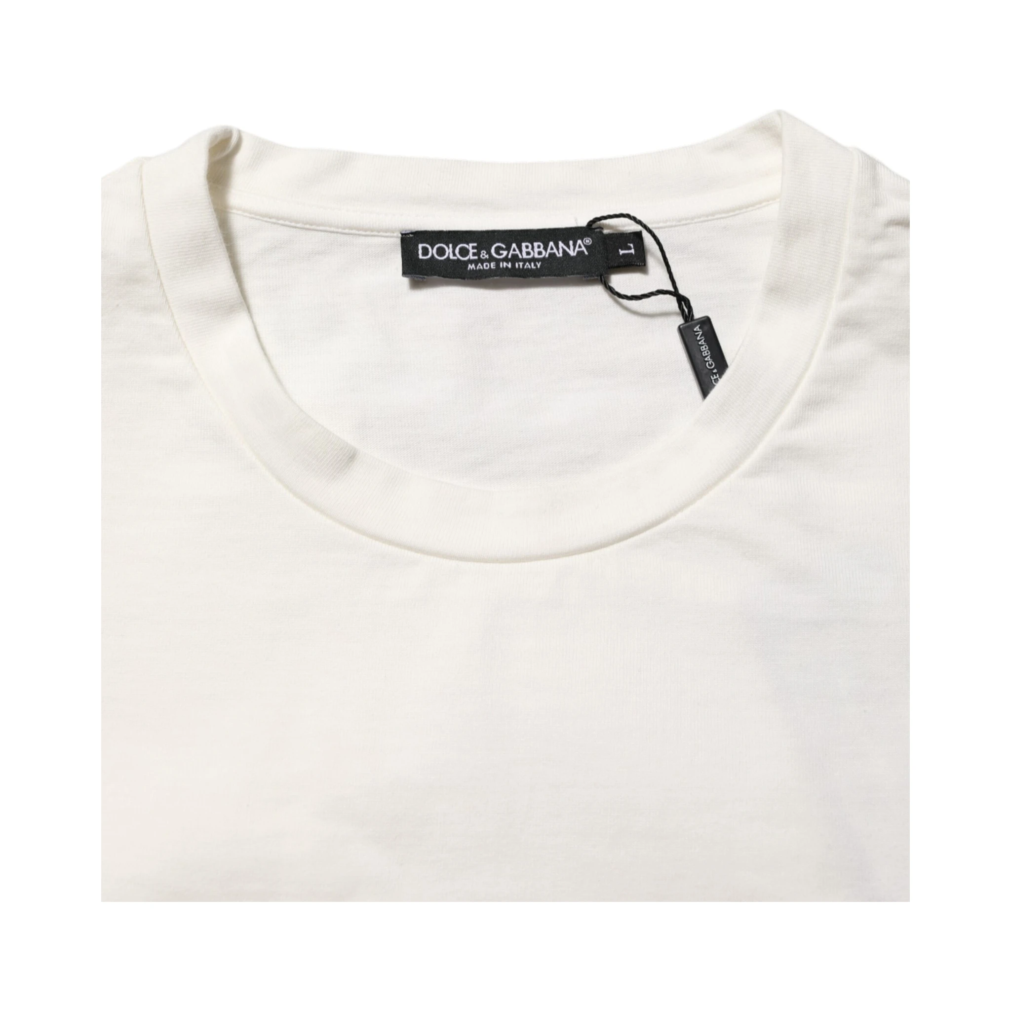 White Logo Print Cotton Crew Neck Men T-shirt