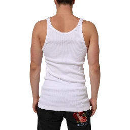 White Sleeveless Round Neck Tank Top T-shirt