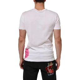 White Graphic Print Cotton Crew Neck T-shirt