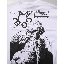 White Angel Print Cotton Men Crew Neck T-shirt