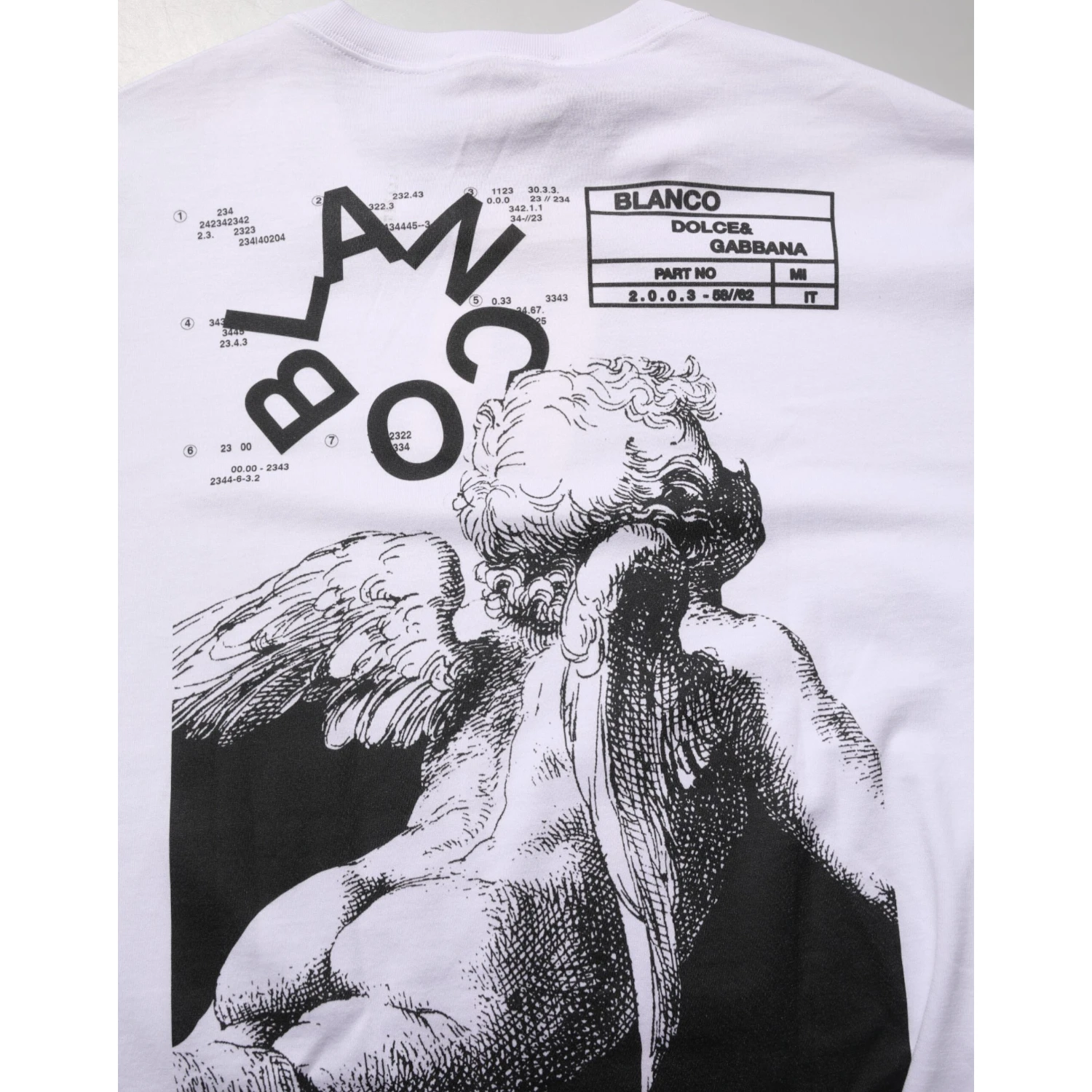 White Angel Print Cotton Men Crew Neck T-shirt
