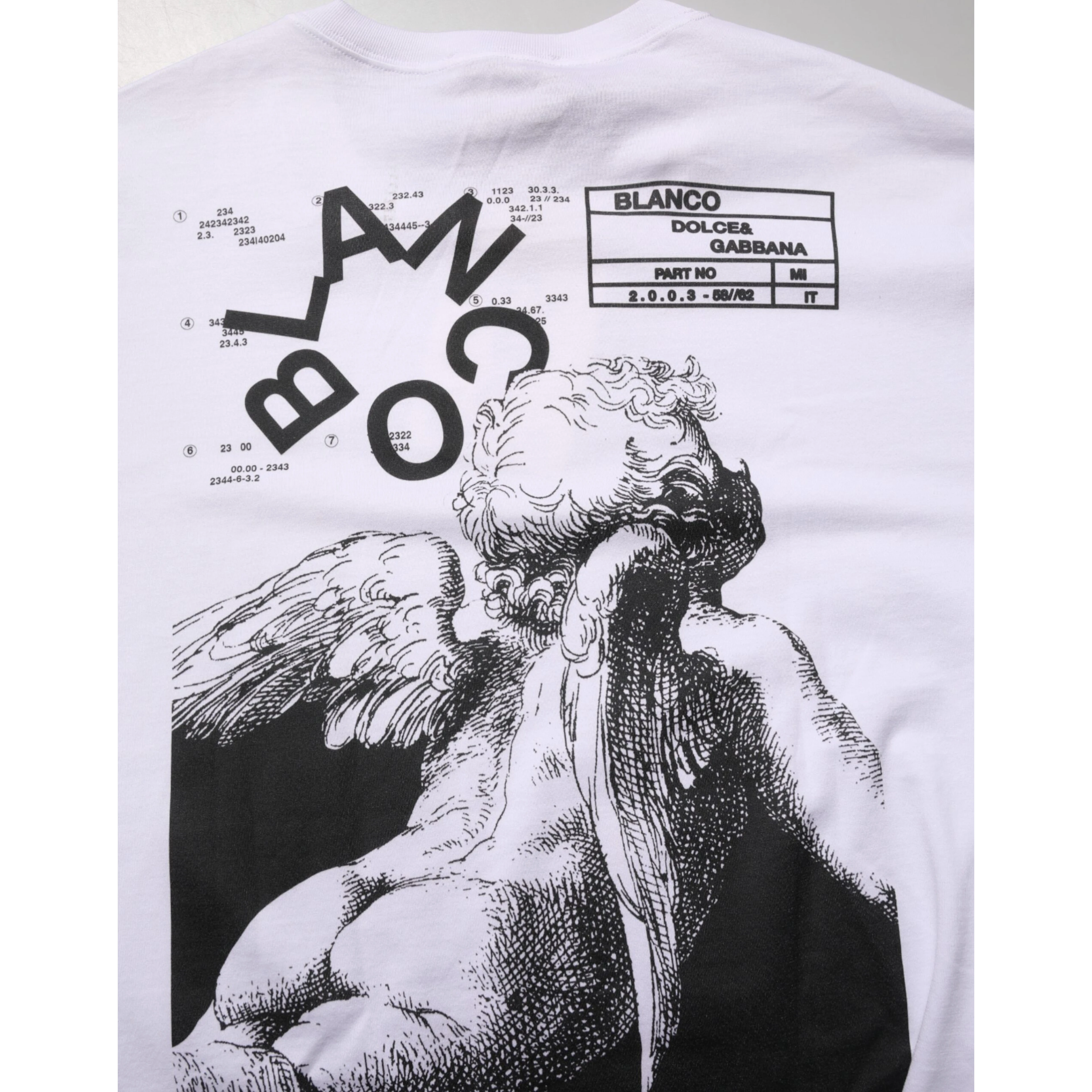 White Angel Print Cotton Men Crew Neck T-shirt