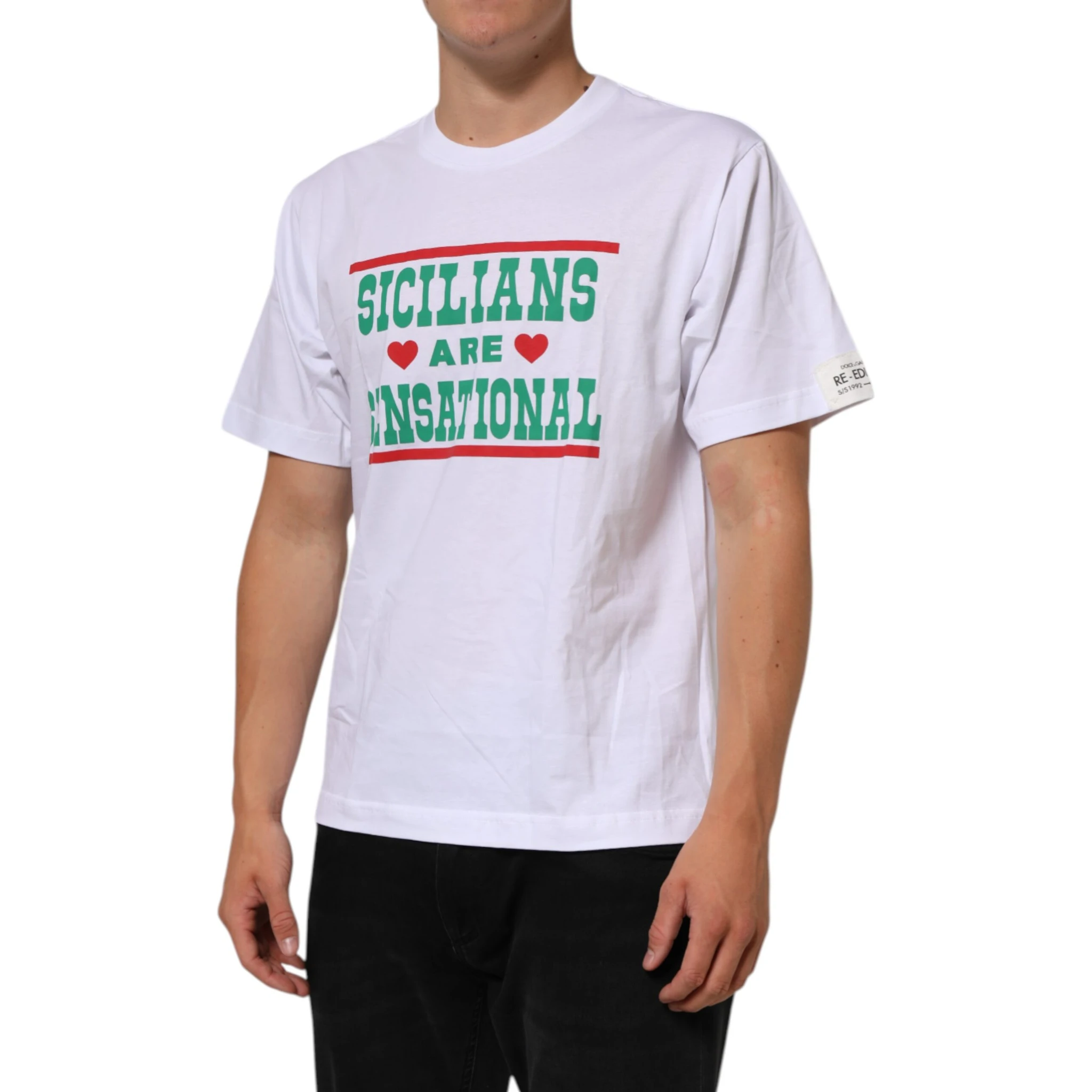 White Graphic Print Cotton Crew Neck T-shirt