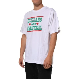 White Graphic Print Cotton Crew Neck T-shirt