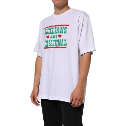 White Graphic Print Cotton CrewNeck T-shirt