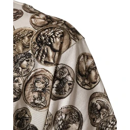 White Coin Print Cotton Crew Neck Men T-shirt