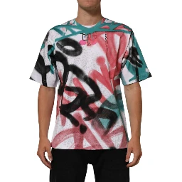 White Graffiti Crew Neck Short Sleeves T-shirt