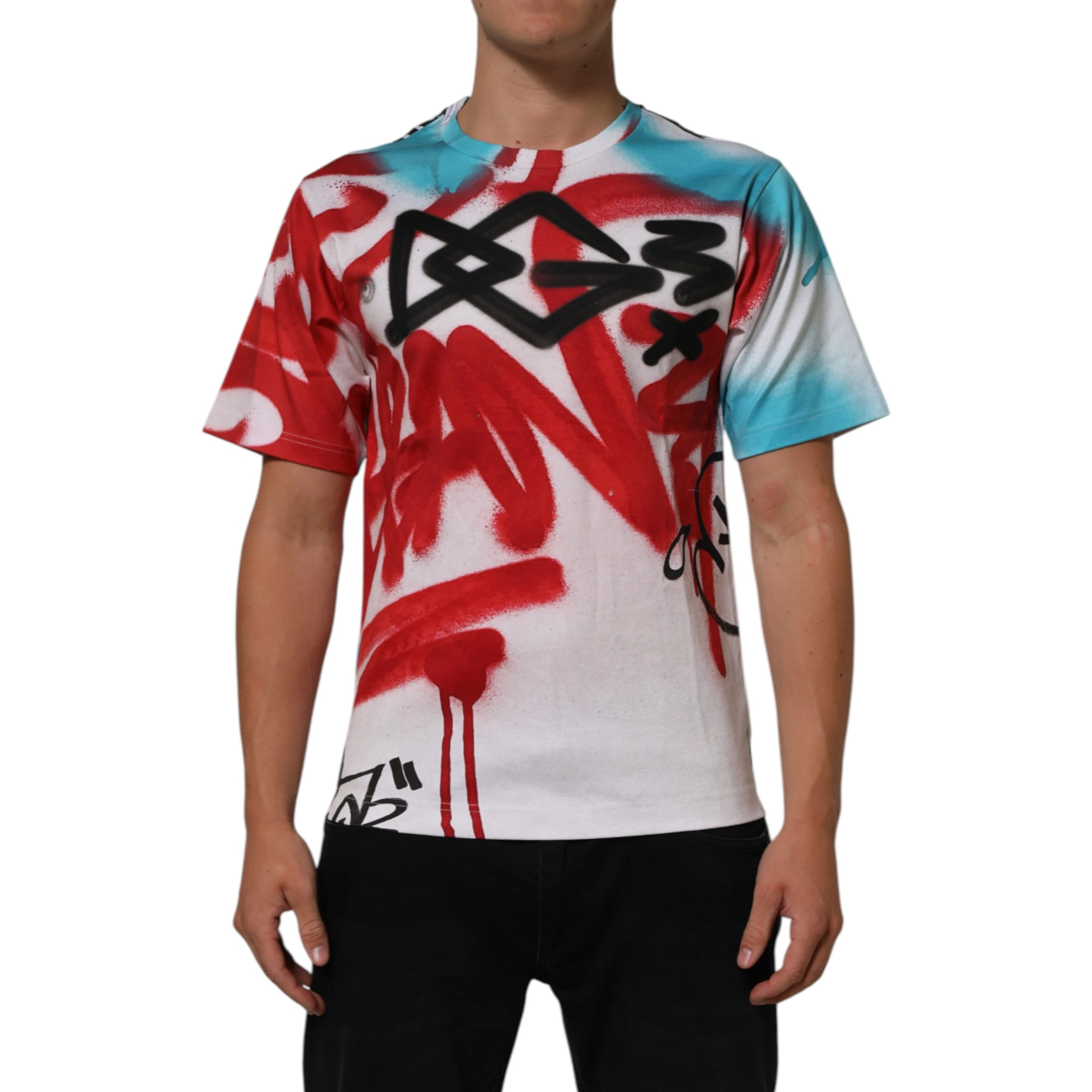 White Graffiti Crew Neck Short Sleeves T-shirt