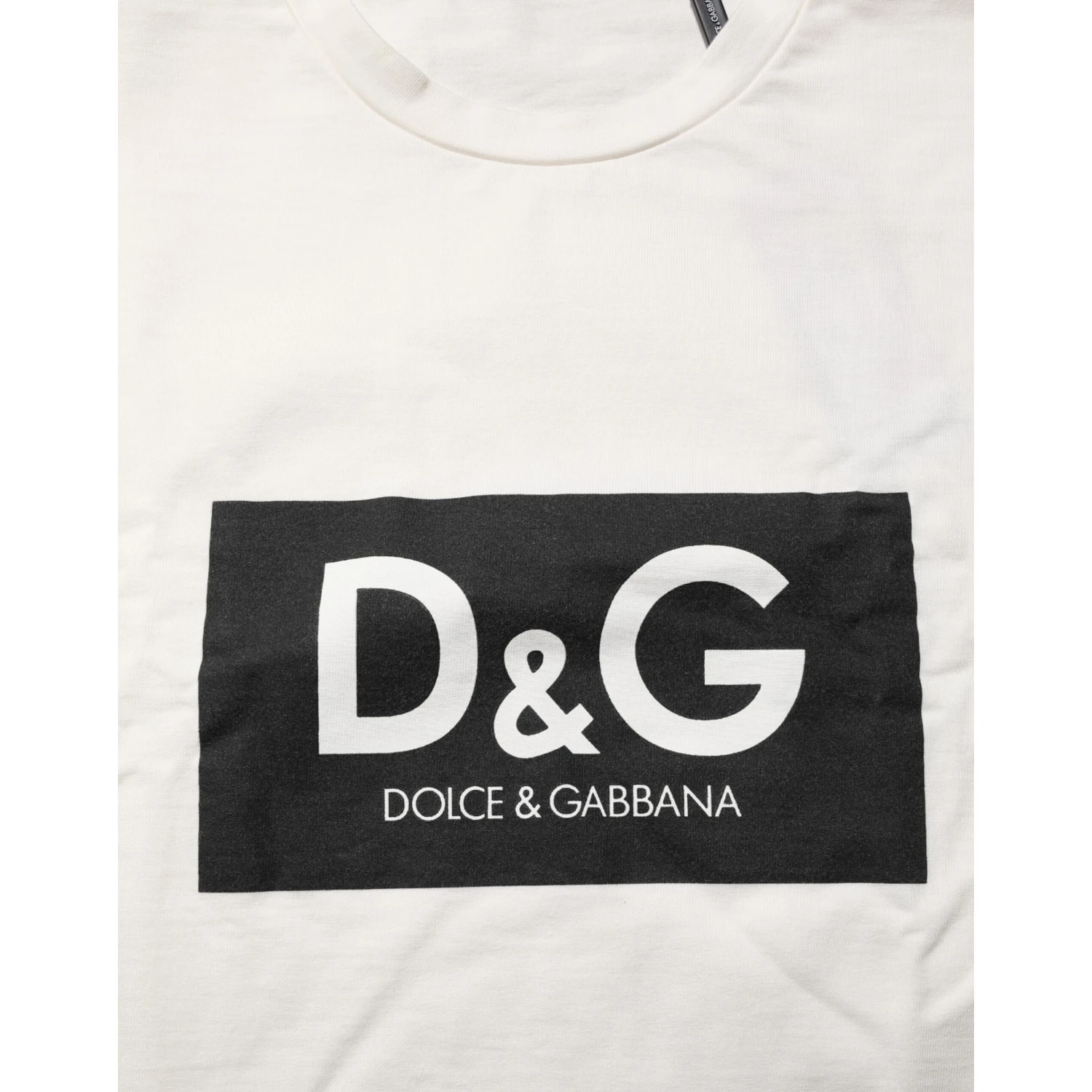 White Logo Print Cotton Crew Neck Men T-shirt