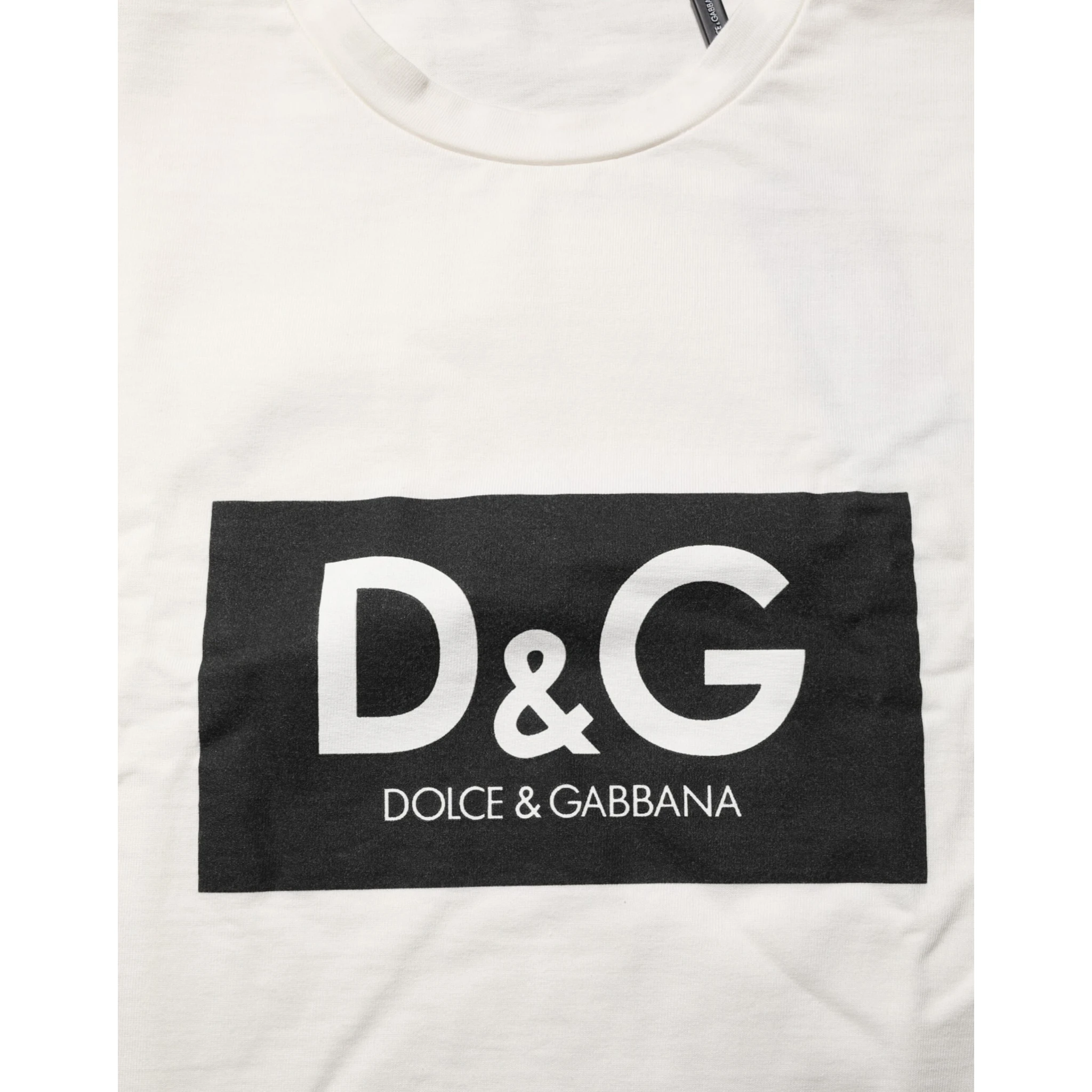 White Logo Print Cotton Crew Neck Men T-shirt