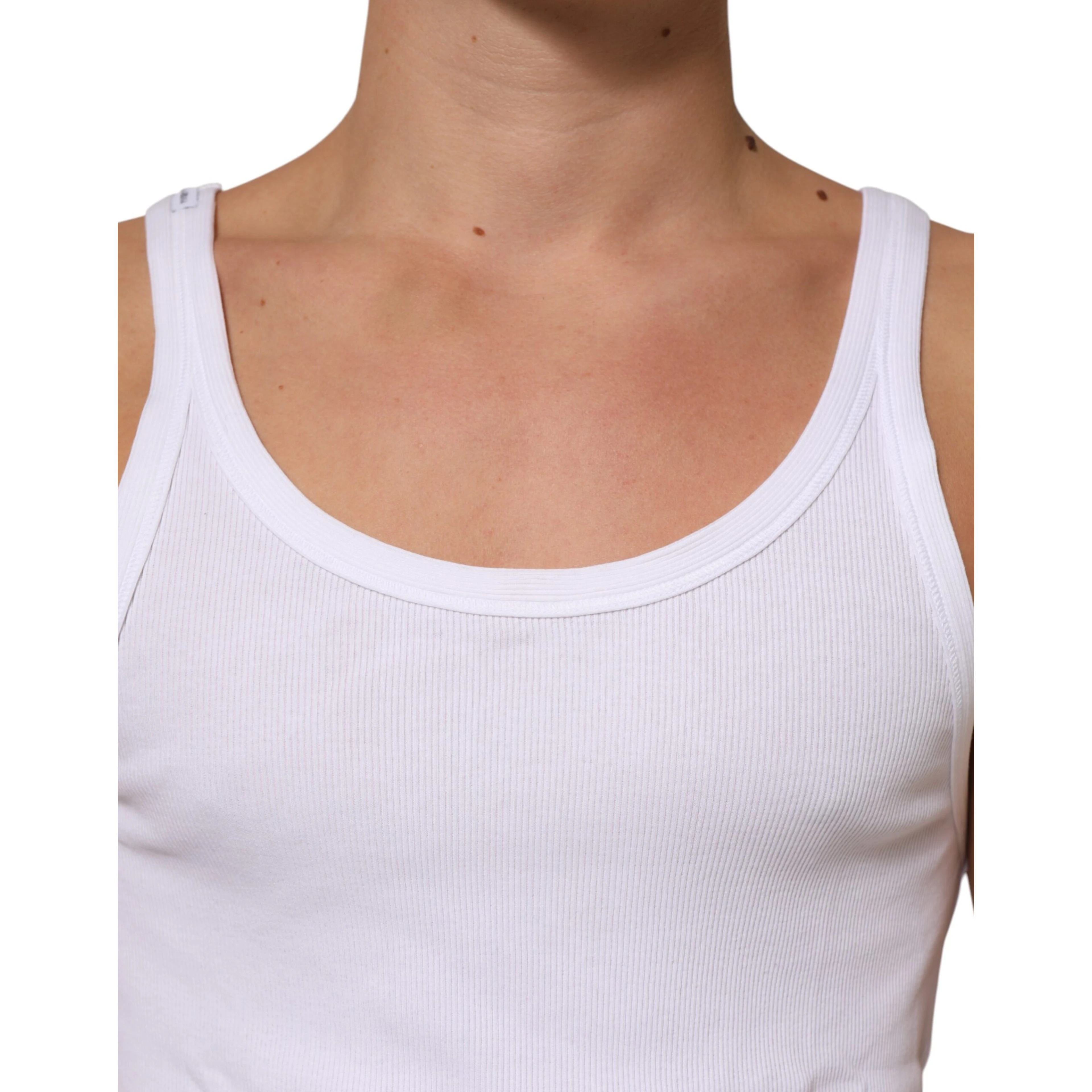 White Sleeveless Round Neck Tank Top T-shirt