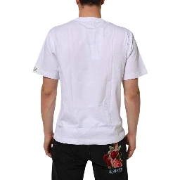 White Graphic Print Cotton Crew Neck T-shirt