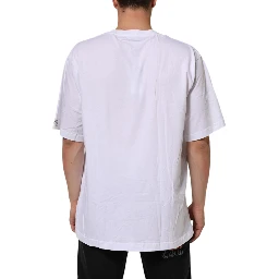 White Graphic Print Cotton CrewNeck T-shirt
