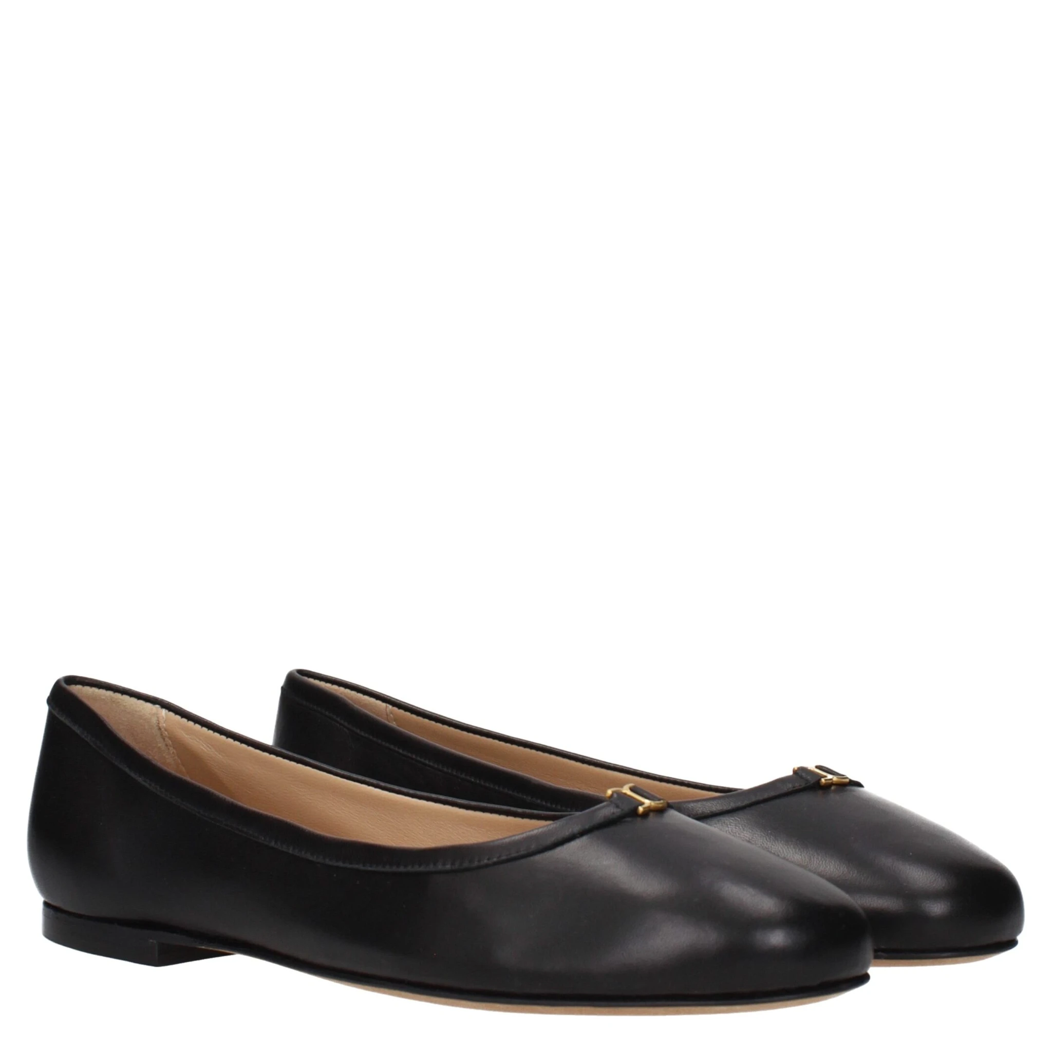 Black Leather Ballet Flats