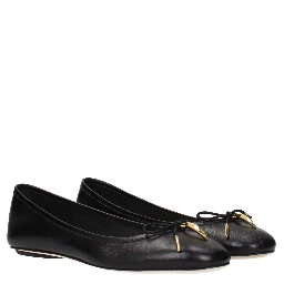 Black Leather Ballet Flats