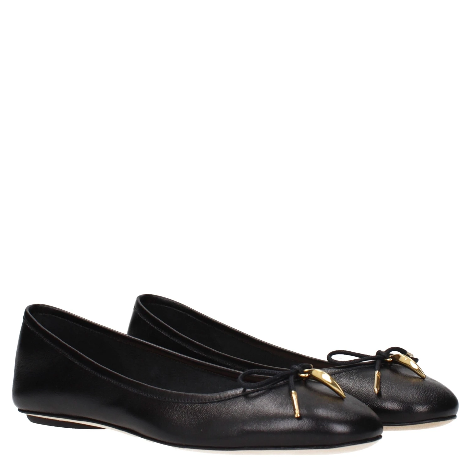 Black Leather Ballet Flats