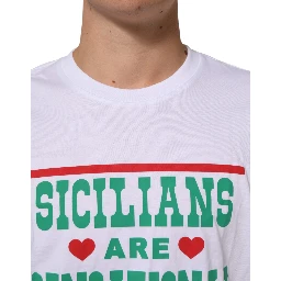 White Graphic Print Cotton Crew Neck T-shirt
