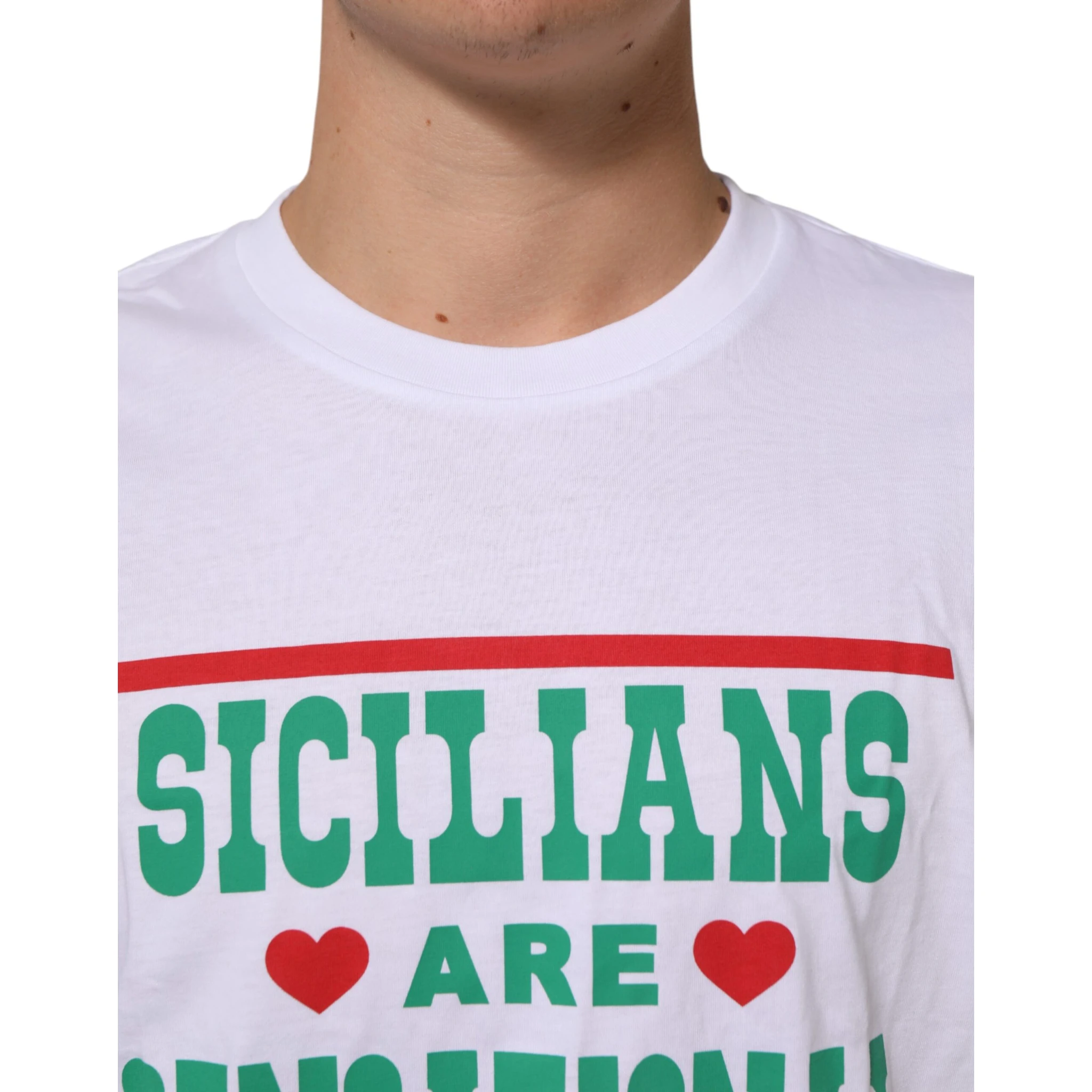 White Graphic Print Cotton Crew Neck T-shirt
