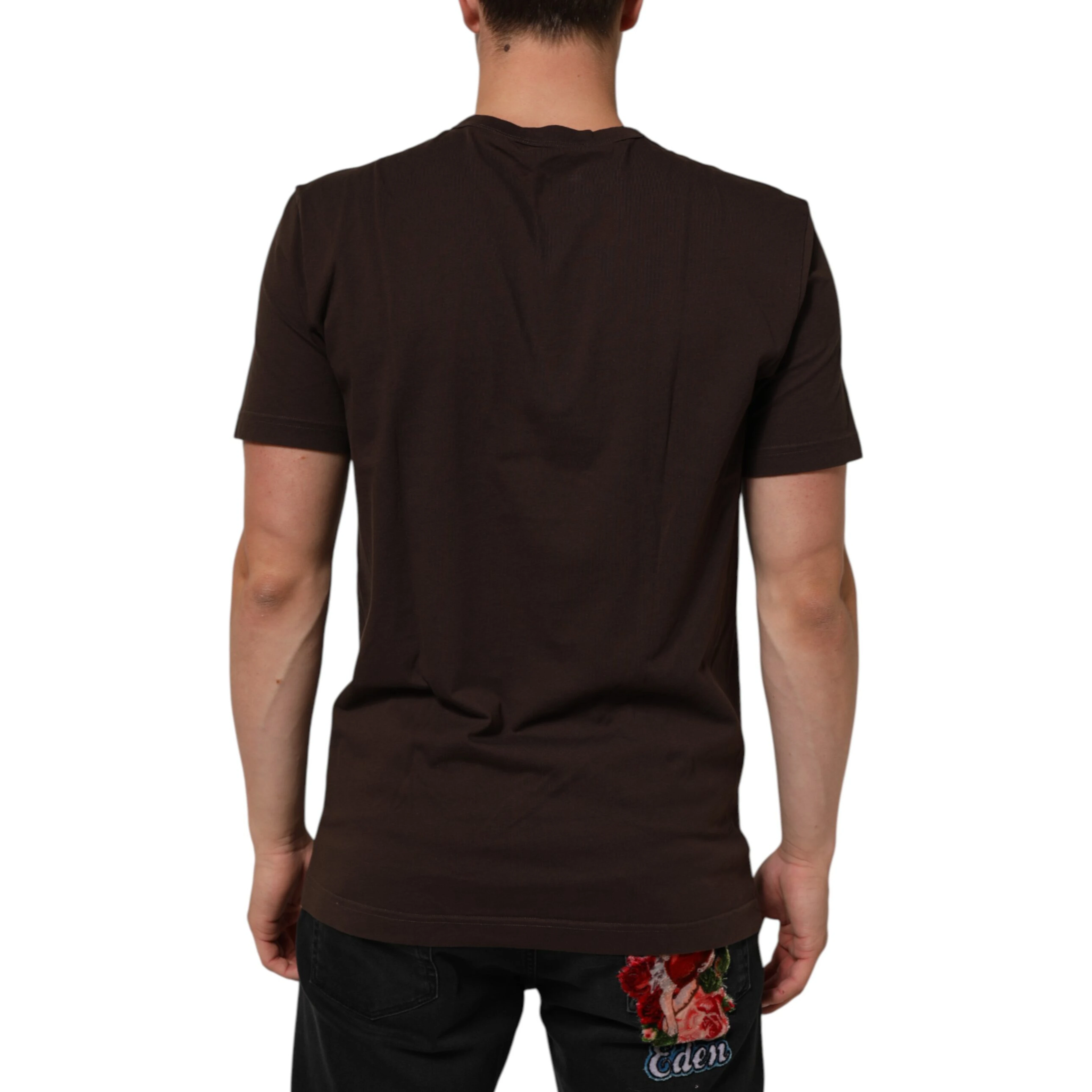 Brown Coin Laurel Print Men Crew Neck T-shirt