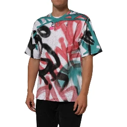 White Graffiti Crew Neck Short Sleeves T-shirt
