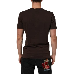 Brown Coin Laurel Print Men Crew Neck T-shirt