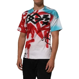 White Graffiti Crew Neck Short Sleeves T-shirt