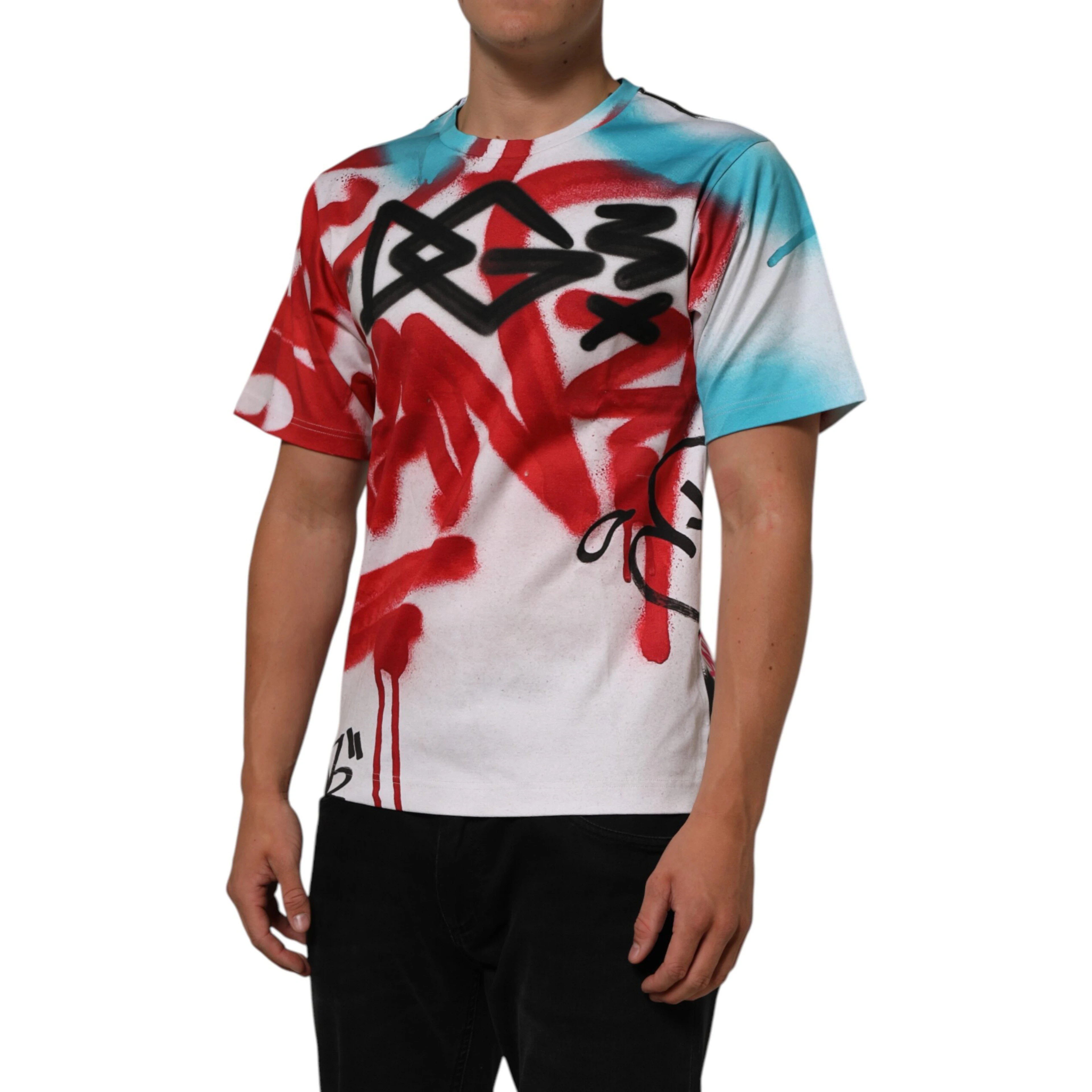 White Graffiti Crew Neck Short Sleeves T-shirt