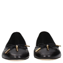 Black Leather Ballet Flats