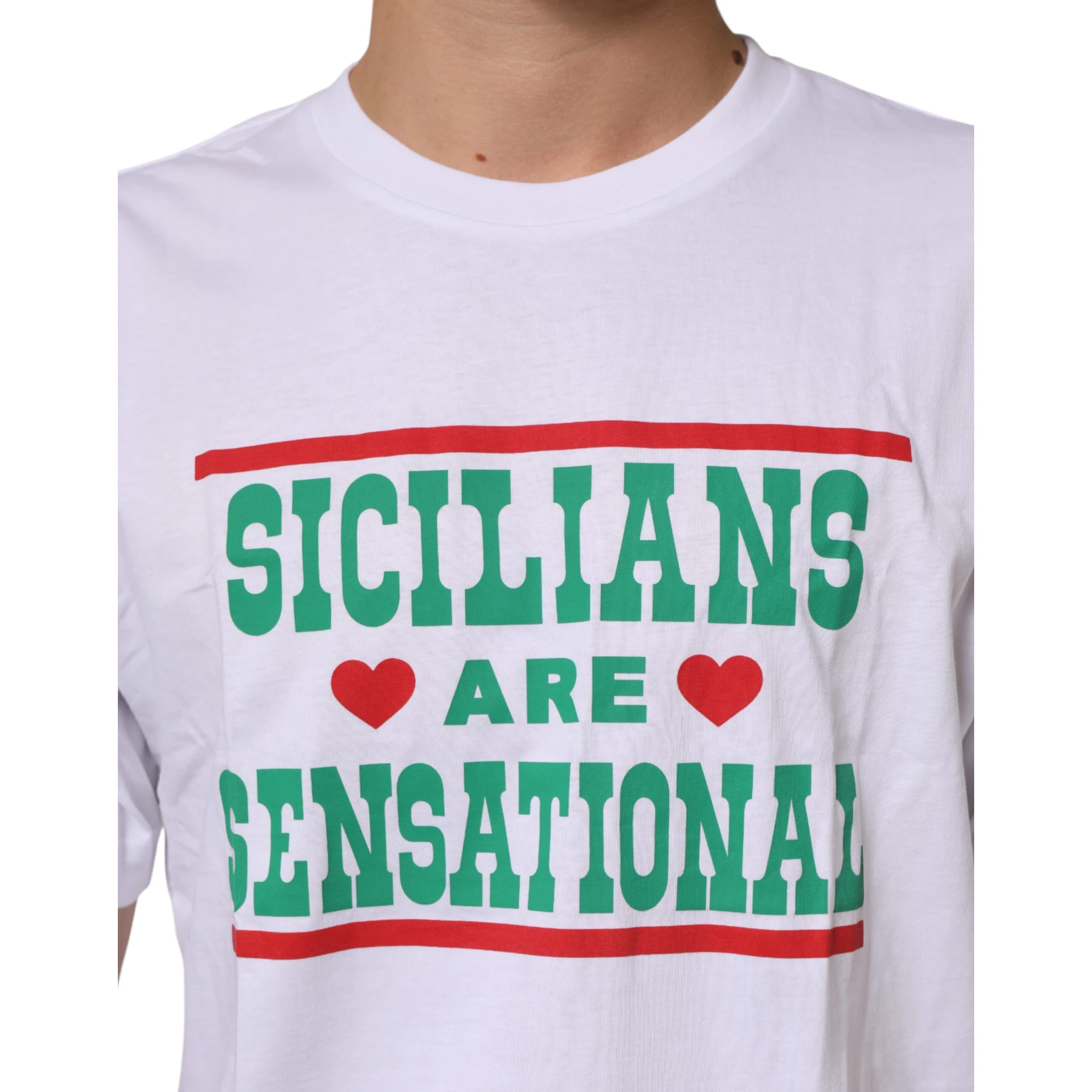 White Graphic Print Cotton Crew Neck T-shirt