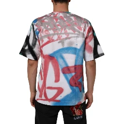 White Graffiti Crew Neck Short Sleeves T-shirt