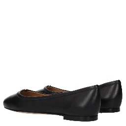 Black Leather Ballet Flats